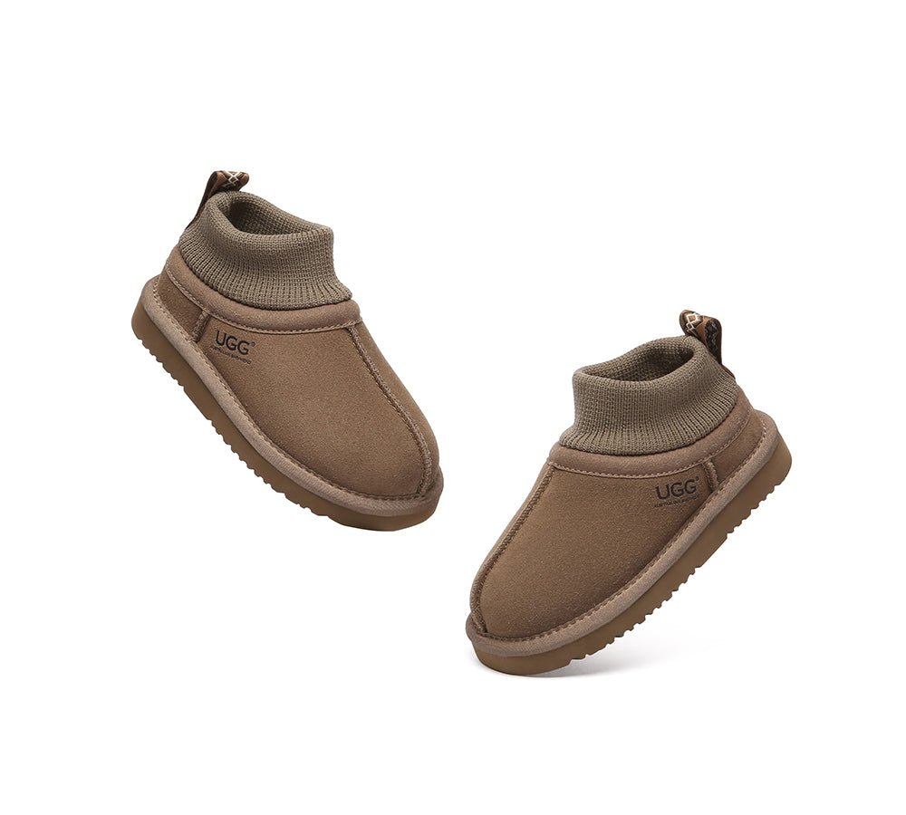 UGG Slippers Kids Sheepskin Wool Stretchy Ankle Margaret - UGG Boots - Olive Brown - AU Kids 11 - 12 / EU 29 - 32 - Uggoutlet