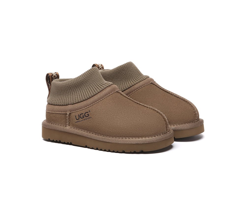 UGG Slippers Kids Sheepskin Wool Stretchy Ankle Margaret - UGG Boots - Olive Brown - AU Kids 11 - 12 / EU 29 - 32 - Uggoutlet