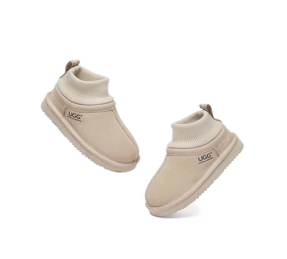 UGG Slippers Kids Sheepskin Wool Stretchy Ankle Margaret - UGG Boots - Sand - AU Kids 4 - 5 / EU 21 - 22 - Uggoutlet