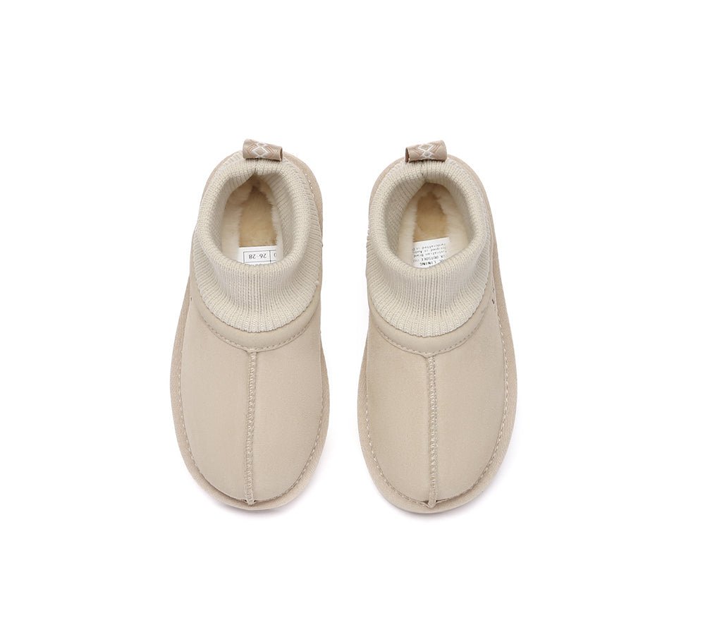 UGG Slippers Kids Sheepskin Wool Stretchy Ankle Margaret - UGG Boots - Sand - AU Kids 4 - 5 / EU 21 - 22 - Uggoutlet