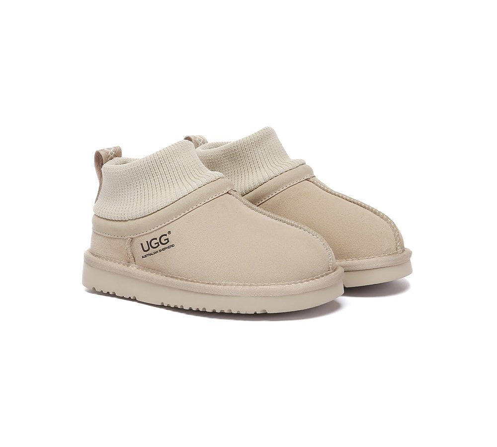 UGG Slippers Kids Sheepskin Wool Stretchy Ankle Margaret - UGG Boots - Sand - AU Kids 4 - 5 / EU 21 - 22 - Uggoutlet