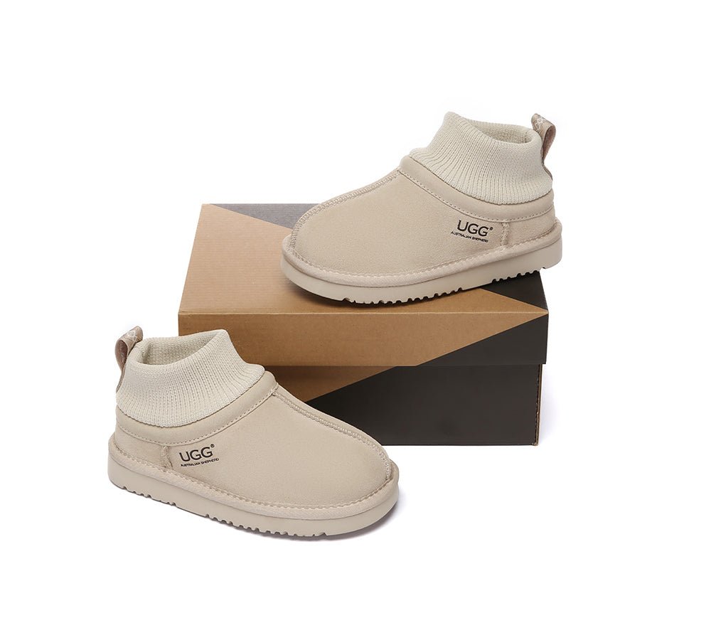 UGG Slippers Kids Sheepskin Wool Stretchy Ankle Margaret - UGG Boots - Sand - AU Kids 4 - 5 / EU 21 - 22 - Uggoutlet