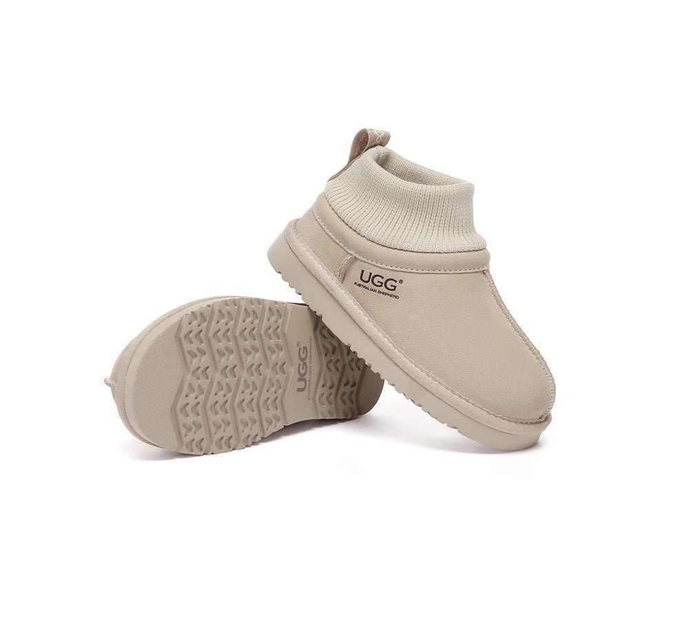 UGG Slippers Kids Sheepskin Wool Stretchy Ankle Margaret - UGG Boots - Sand - AU Kids 4 - 5 / EU 21 - 22 - Uggoutlet