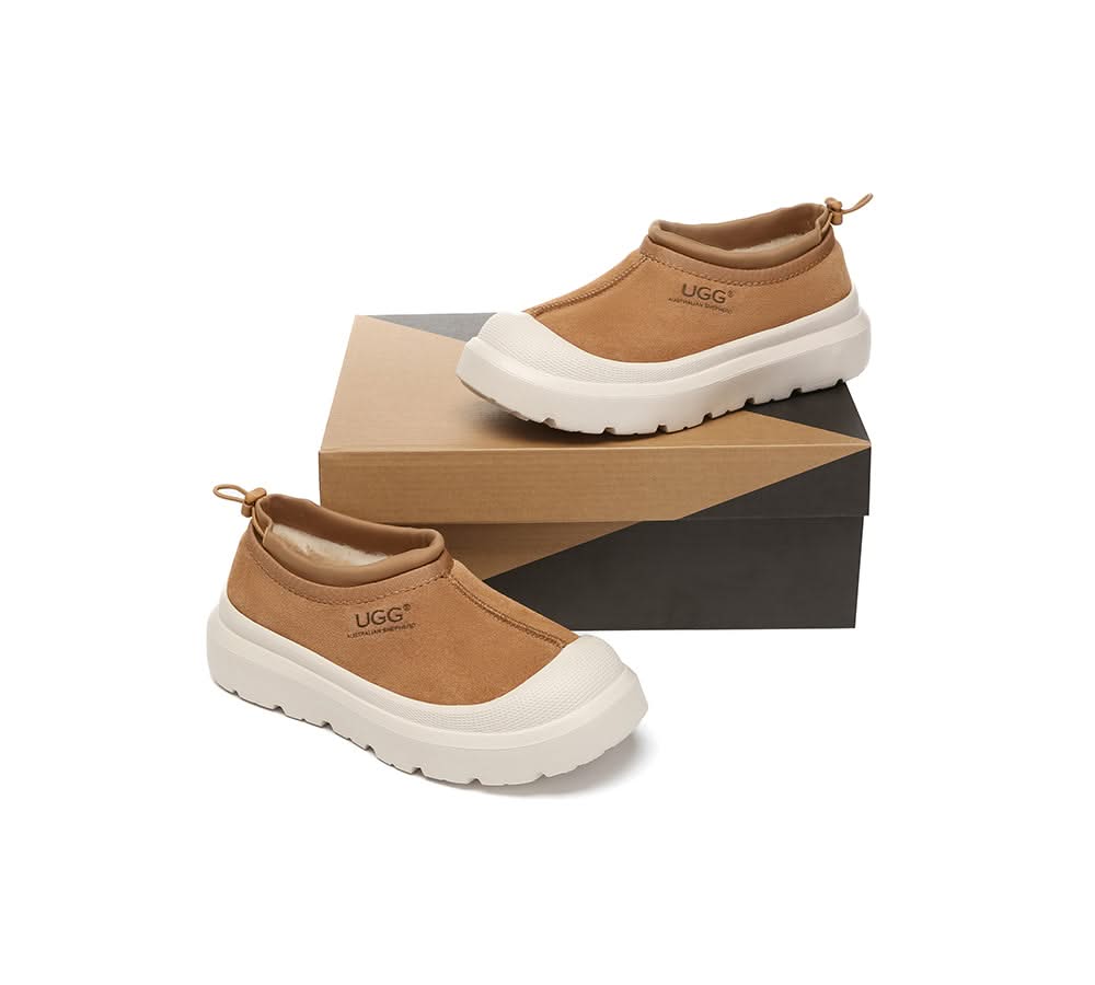 UGG AUSTRALIAN SHEPHERD UGG Slippers Men Sheepskin Wool Drawstring Large Size Harlow - Beige White - Uggoutlet