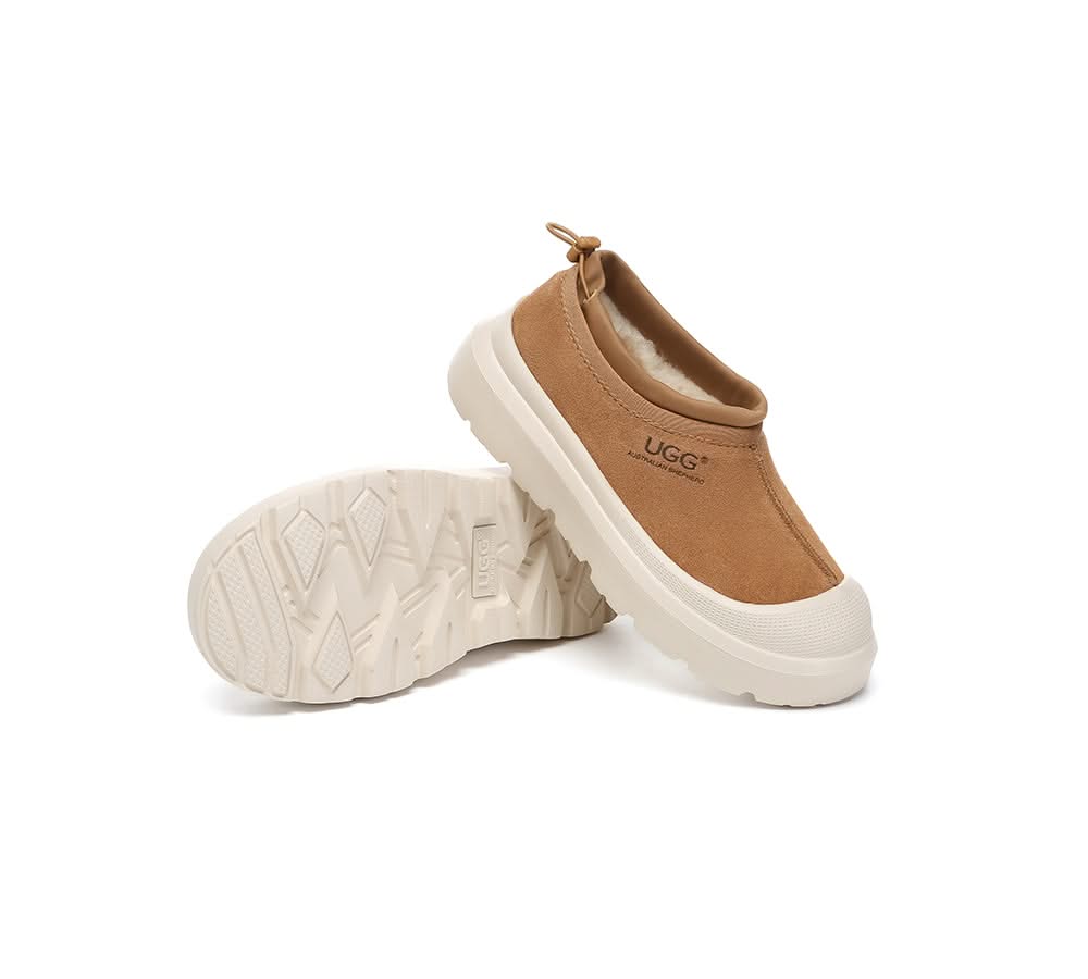 UGG AUSTRALIAN SHEPHERD UGG Slippers Men Sheepskin Wool Drawstring Large Size Harlow - Beige White - Uggoutlet
