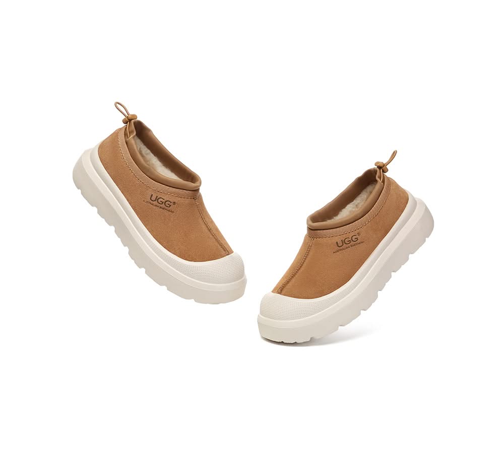 UGG AUSTRALIAN SHEPHERD UGG Slippers Men Sheepskin Wool Drawstring Large Size Harlow - Beige White - Uggoutlet