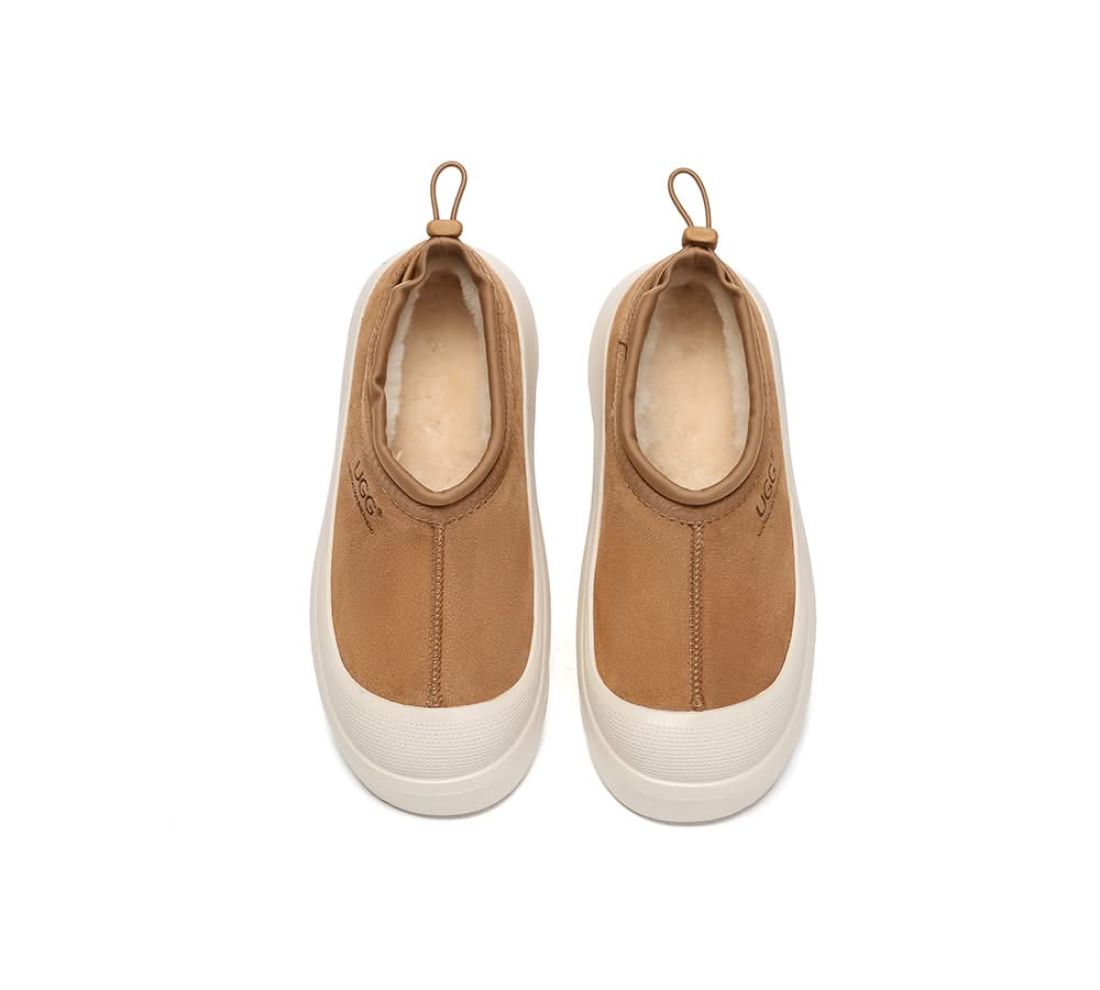UGG AUSTRALIAN SHEPHERD UGG Slippers Men Sheepskin Wool Drawstring Large Size Harlow - Beige White - Uggoutlet