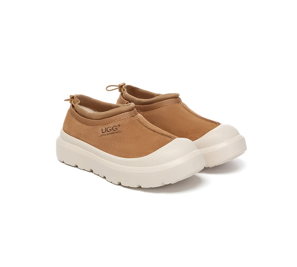 UGG AUSTRALIAN SHEPHERD UGG Slippers Men Sheepskin Wool Drawstring Large Size Harlow - Beige White - Uggoutlet