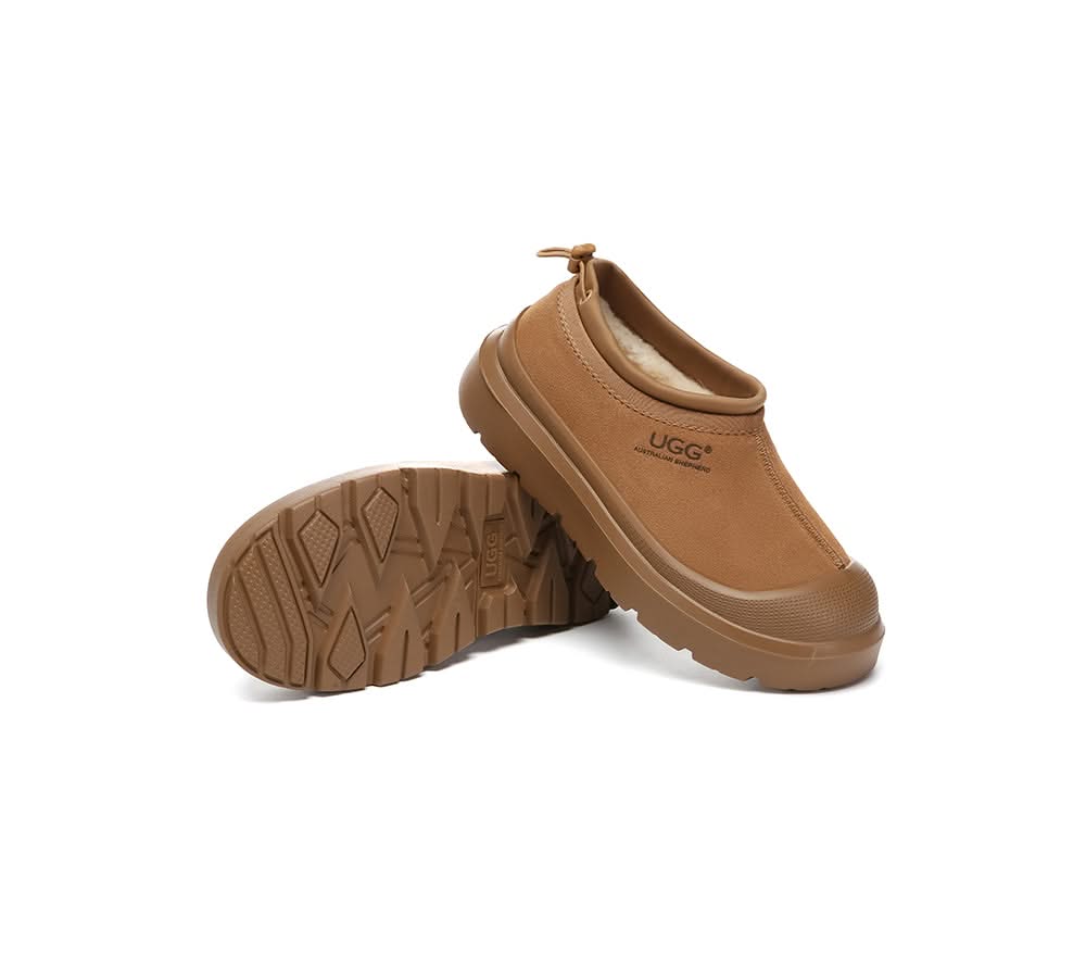 UGG AUSTRALIAN SHEPHERD UGG Slippers Men Sheepskin Wool Drawstring Large Size Harlow - Chestnut - Uggoutlet