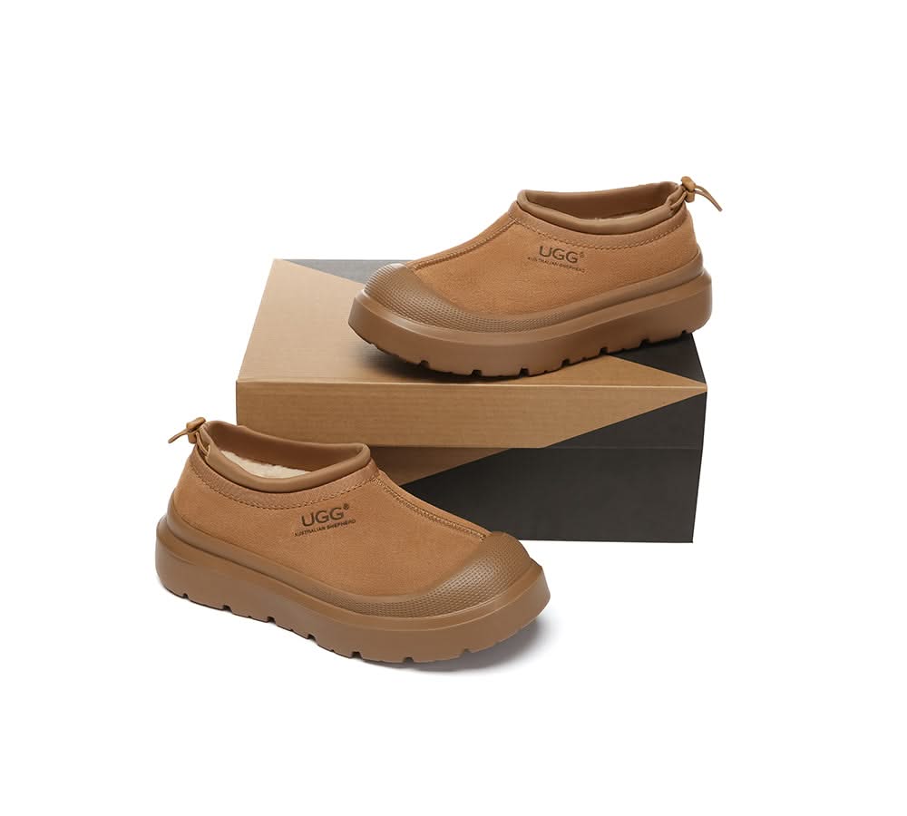 UGG AUSTRALIAN SHEPHERD UGG Slippers Men Sheepskin Wool Drawstring Large Size Harlow - Chestnut - Uggoutlet