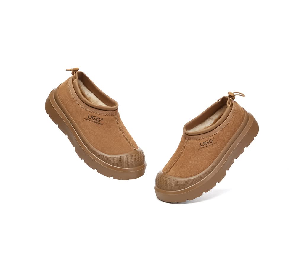 UGG AUSTRALIAN SHEPHERD UGG Slippers Men Sheepskin Wool Drawstring Large Size Harlow - Chestnut - Uggoutlet