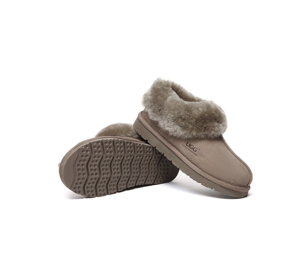 UGG Slippers Sheepskin Wool Ankle Booties Homey Special - UGG Slippers - Brown - AU Ladies 4 / AU Men 2 / EU 35 - Uggoutlet