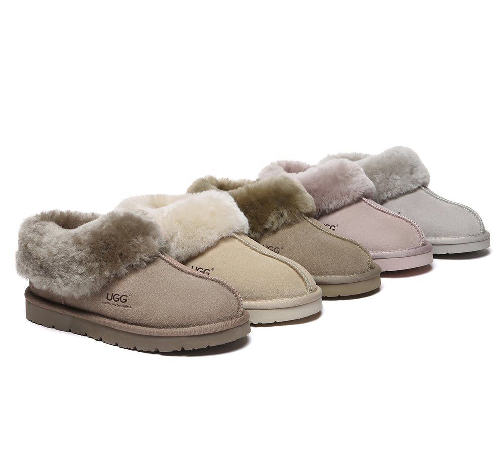 UGG Slippers Sheepskin Wool Ankle Booties Homey Special - UGG Slippers - Brown - AU Ladies 4 / AU Men 2 / EU 35 - Uggoutlet