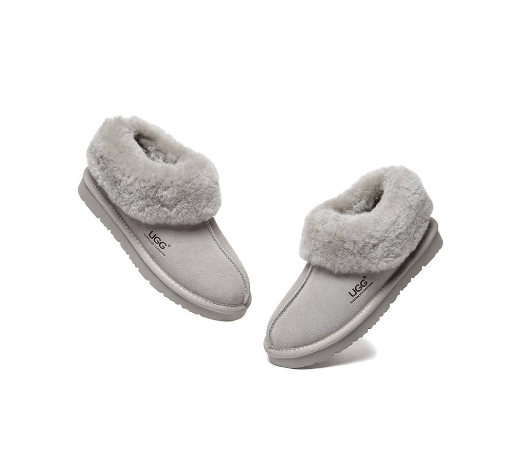 UGG Slippers Sheepskin Wool Ankle Booties Homey Special - UGG Slippers - Goat Grey - AU Ladies 4 / AU Men 2 / EU 35 - Uggoutlet