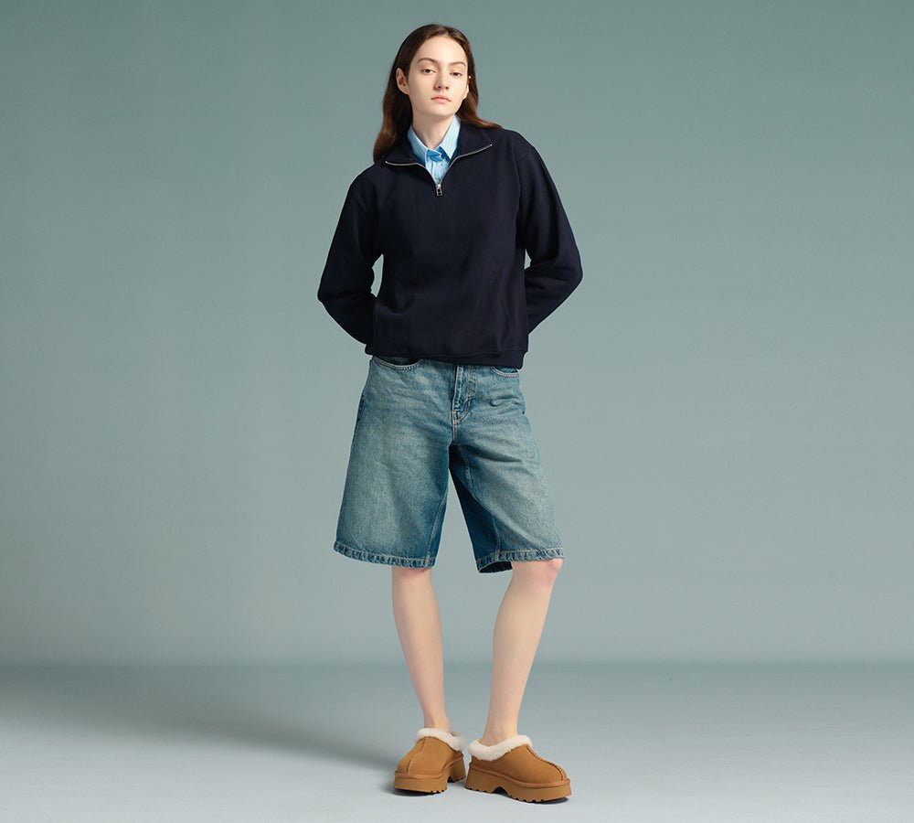UGG Slippers Sheepskin Wool Ankle Chunky Platform Adrian - UGG Slippers - Chestnut - AU Ladies 4 / AU Men 2 / EU 35 - Uggoutlet
