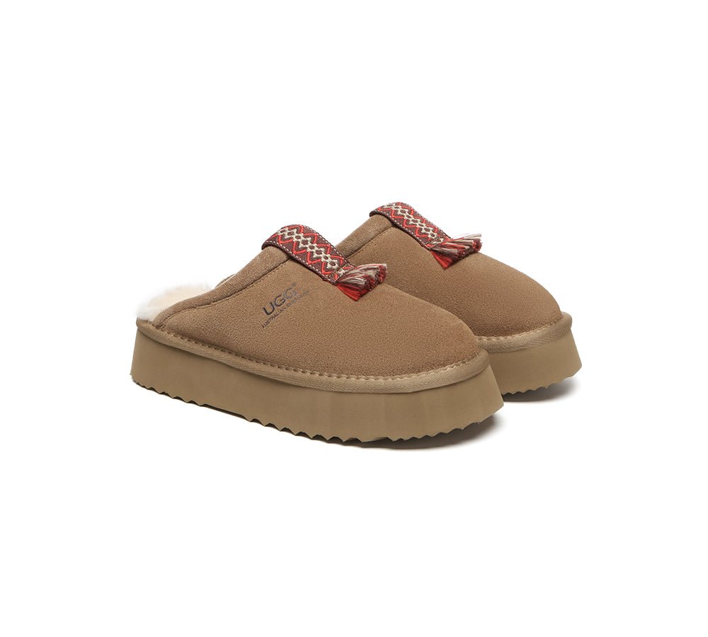 UGG Slippers Sheepskin Wool Platform Tazzy Calla - UGG Slippers - Chestnut - AU Ladies 4 / AU Men 2 / EU 35 - Uggoutlet