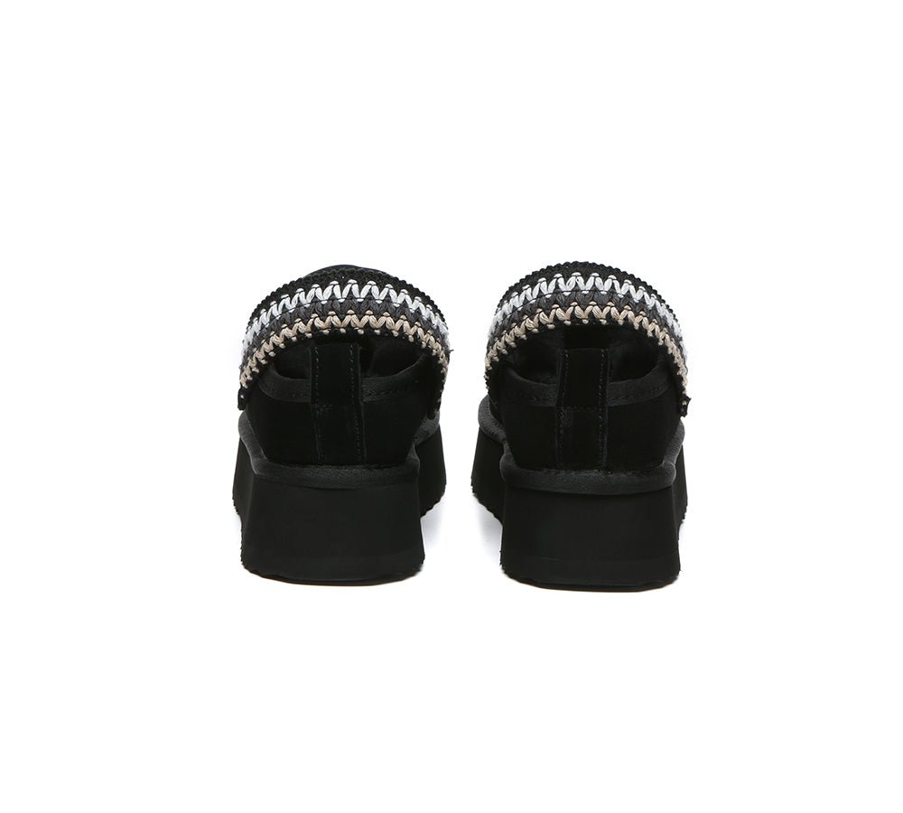 UGG Slippers Sheepskin Wool Slingback Kintted Platform Maeve - UGG Slippers - Black - AU Ladies 4 / AU Men 2 / EU 35 - Uggoutlet
