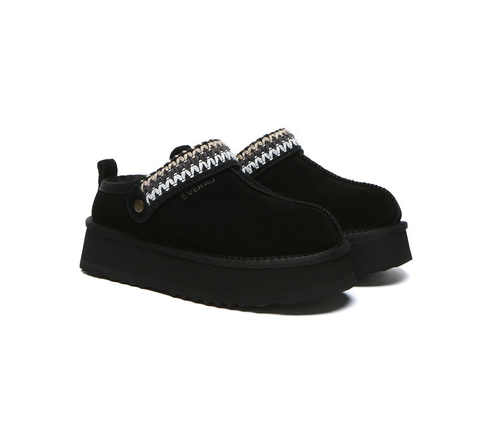 UGG Slippers Sheepskin Wool Slingback Kintted Platform Maeve - UGG Slippers - Black - AU Ladies 4 / AU Men 2 / EU 35 - Uggoutlet