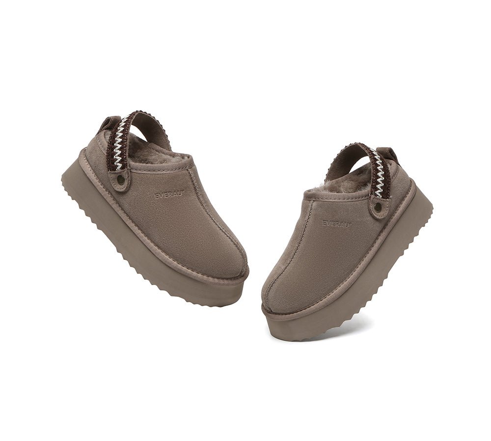 UGG Slippers Sheepskin Wool Slingback Kintted Platform Maeve - UGG Slippers - Brown - AU Ladies 4 / AU Men 2 / EU 35 - Uggoutlet