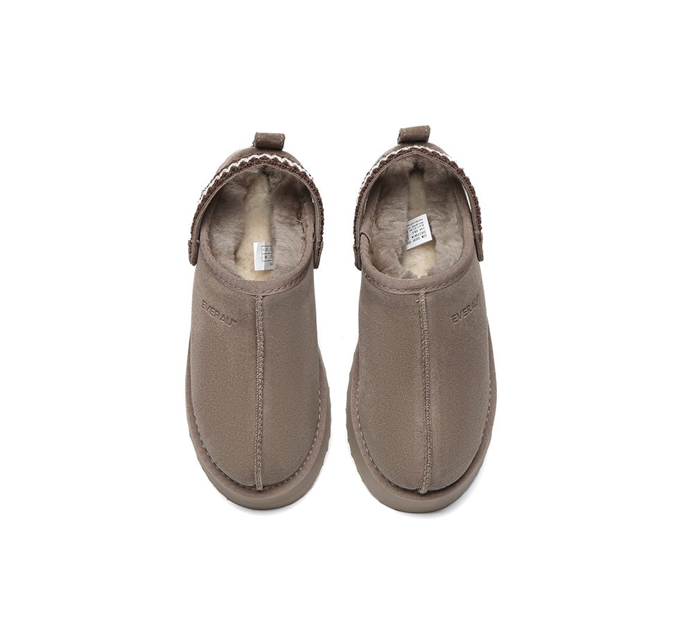 UGG Slippers Sheepskin Wool Slingback Kintted Platform Maeve - UGG Slippers - Brown - AU Ladies 4 / AU Men 2 / EU 35 - Uggoutlet