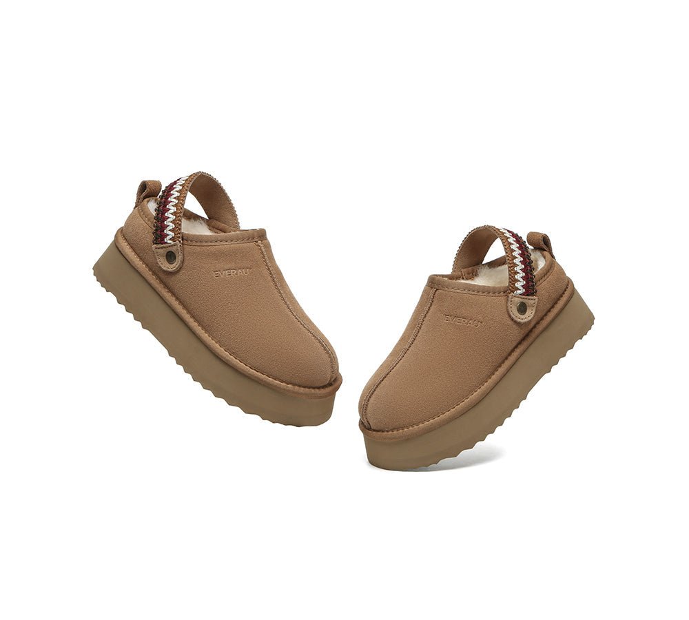 UGG Slippers Sheepskin Wool Slingback Kintted Platform Maeve - UGG Slippers - Chestnut - AU Ladies 4 / AU Men 2 / EU 35 - Uggoutlet