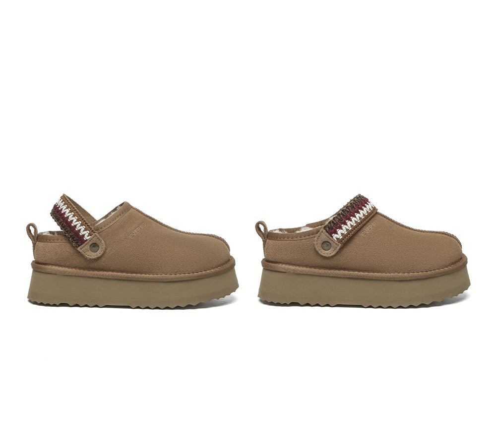 UGG Slippers Sheepskin Wool Slingback Kintted Platform Maeve - UGG Slippers - Chestnut - AU Ladies 4 / AU Men 2 / EU 35 - Uggoutlet