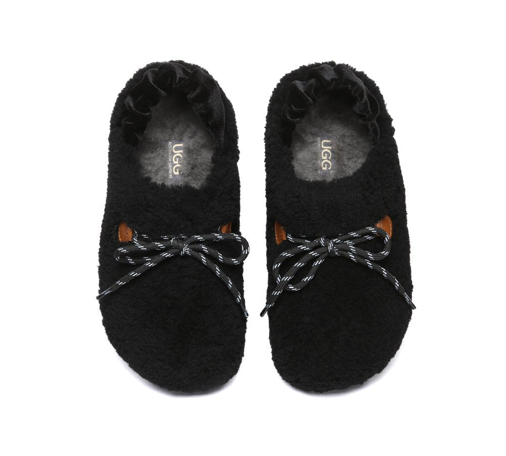 UGG Slippers Women Curly Sheepskin Wool Slingback Barrett - UGG Slippers - Black - AU Ladies 4 / AU Men 2 / EU 35 - Uggoutlet