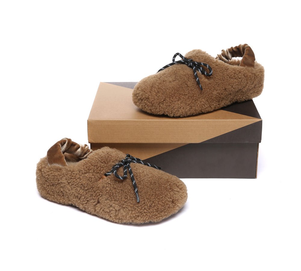UGG Slippers Women Curly Sheepskin Wool Slingback Barrett - UGG Slippers - Brown - AU Ladies 4 / AU Men 2 / EU 35 - Uggoutlet