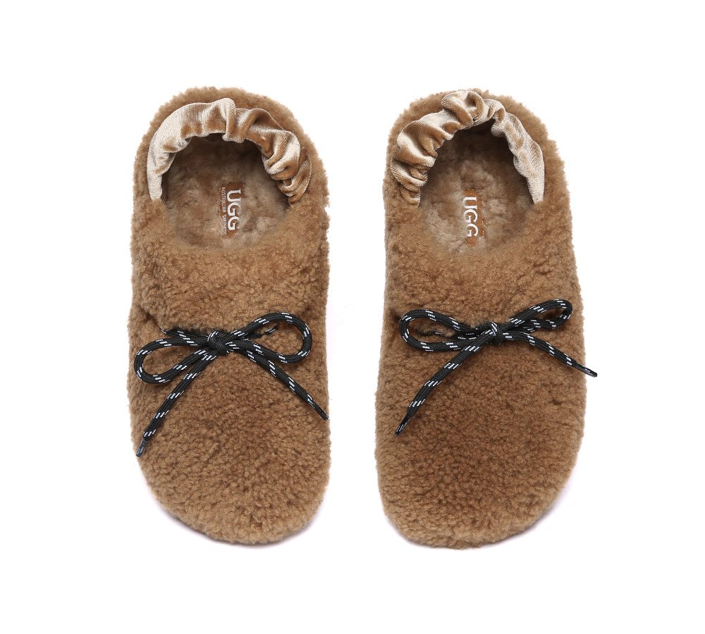 UGG Slippers Women Curly Sheepskin Wool Slingback Barrett - UGG Slippers - Brown - AU Ladies 4 / AU Men 2 / EU 35 - Uggoutlet