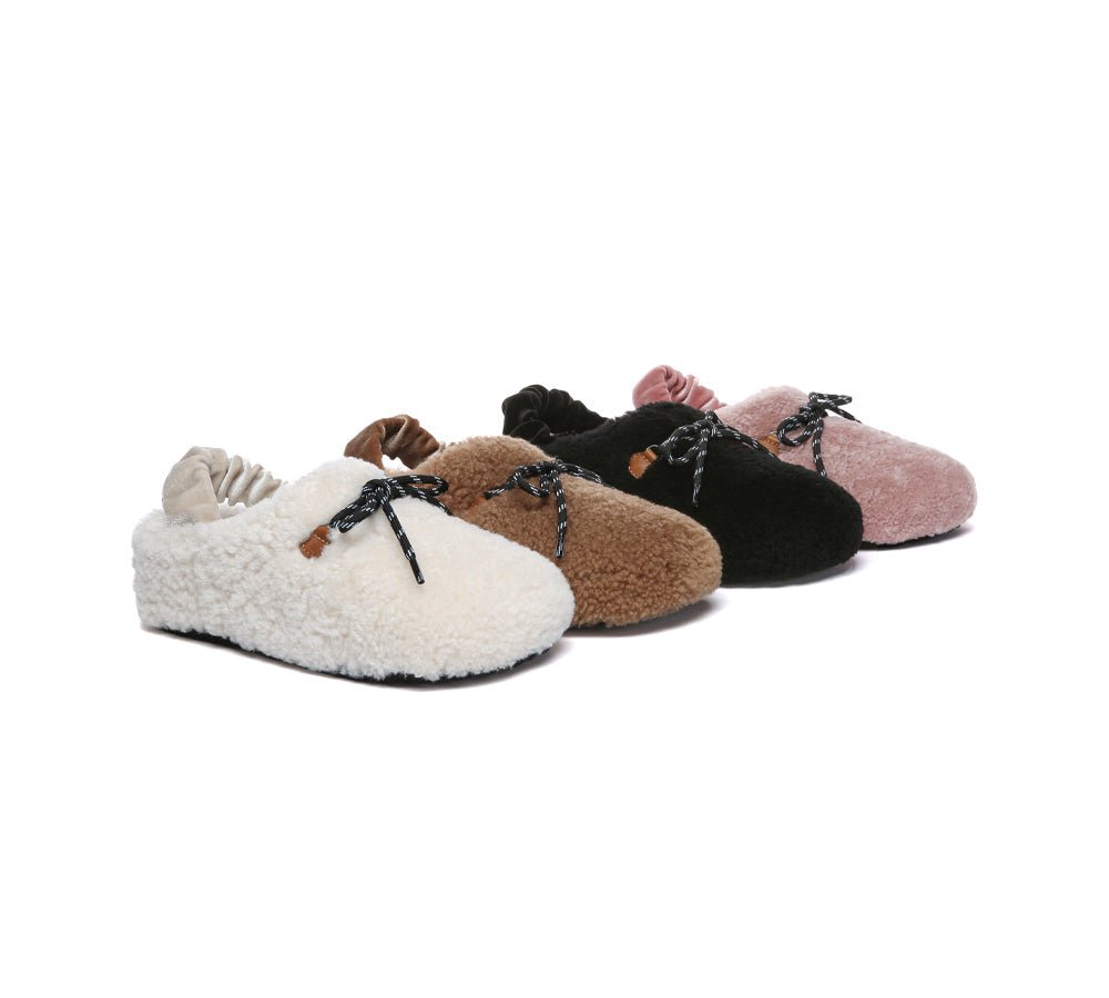 UGG Slippers Women Curly Sheepskin Wool Slingback Barrett - UGG Slippers - Cream - AU Ladies 4 / AU Men 2 / EU 35 - Uggoutlet