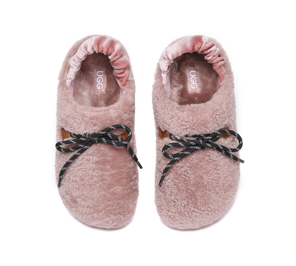 UGG Slippers Women Curly Sheepskin Wool Slingback Barrett - UGG Slippers - Dawn Pink - AU Ladies 4 / AU Men 2 / EU 35 - Uggoutlet