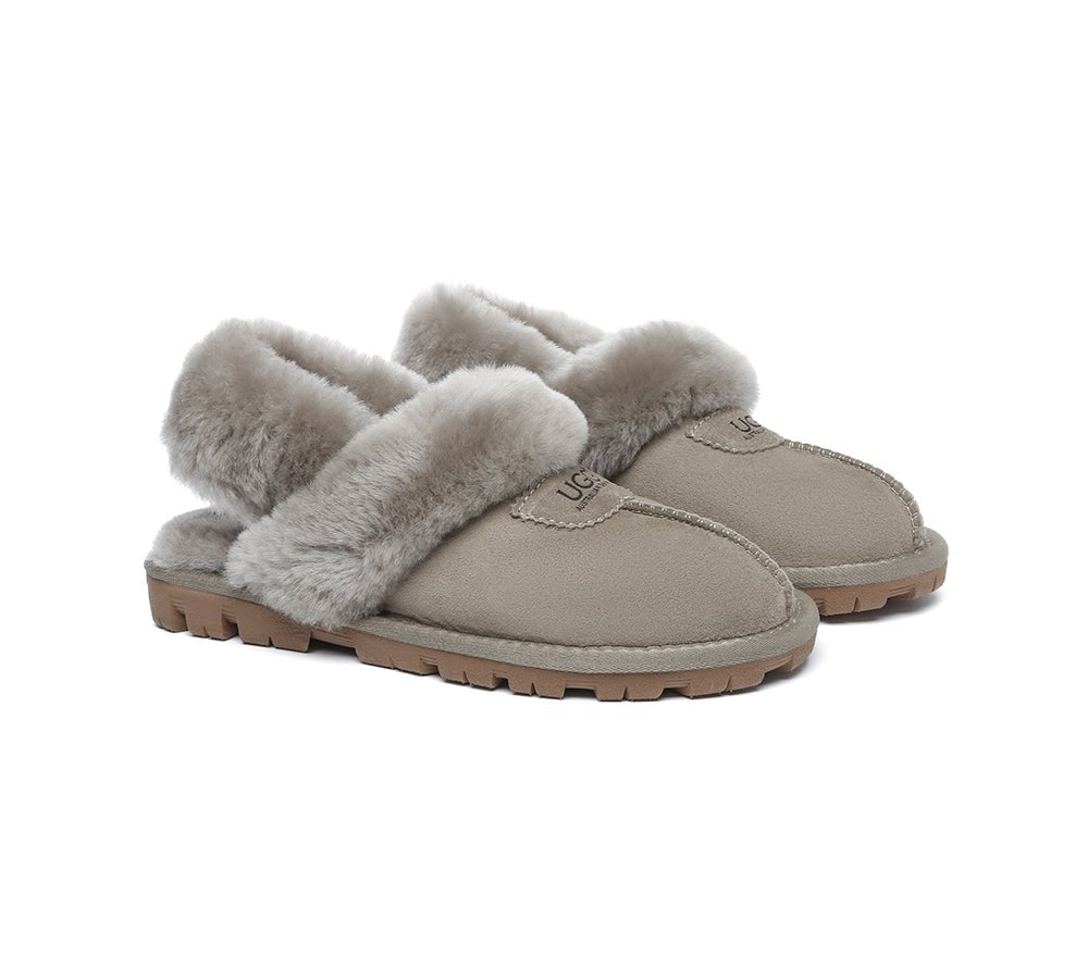 UGG Slippers Women Removable Wool Fluffy Strap Slingback Waffle - UGG Slippers - Caribou - AU Ladies 4 / AU Men 2 / EU 35 - Uggoutlet