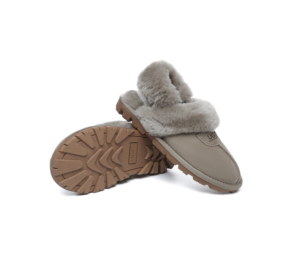 UGG Slippers Women Removable Wool Fluffy Strap Slingback Waffle - UGG Slippers - Caribou - AU Ladies 4 / AU Men 2 / EU 35 - Uggoutlet