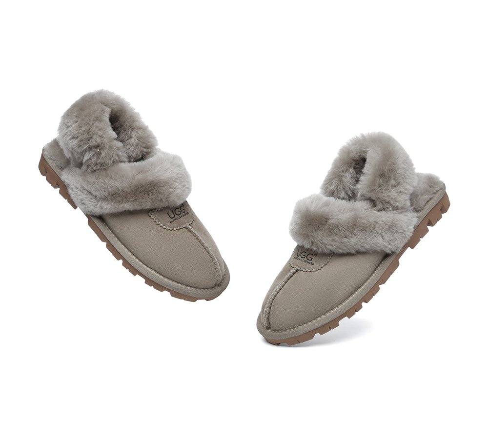 UGG Slippers Women Removable Wool Fluffy Strap Slingback Waffle - UGG Slippers - Caribou - AU Ladies 4 / AU Men 2 / EU 35 - Uggoutlet