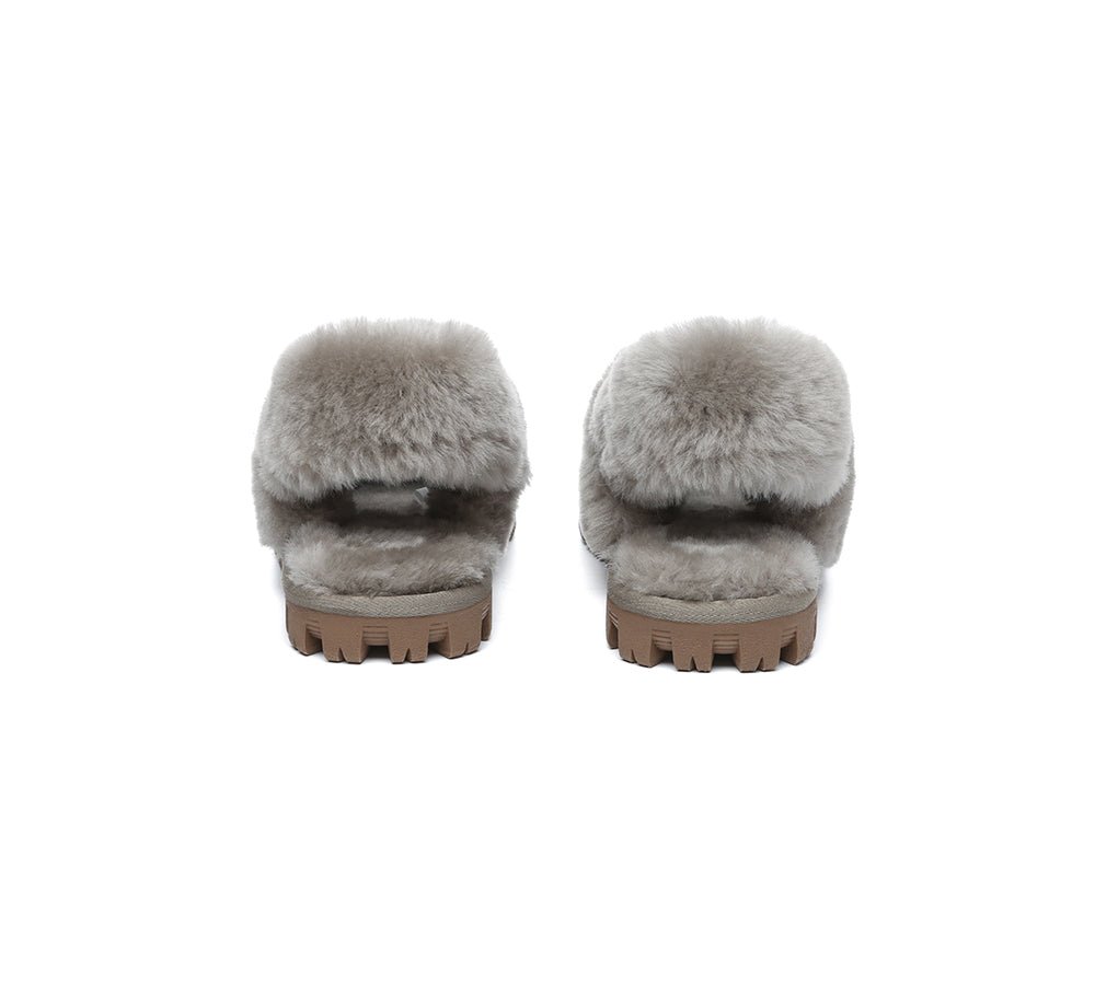 UGG Slippers Women Removable Wool Fluffy Strap Slingback Waffle - UGG Slippers - Caribou - AU Ladies 4 / AU Men 2 / EU 35 - Uggoutlet