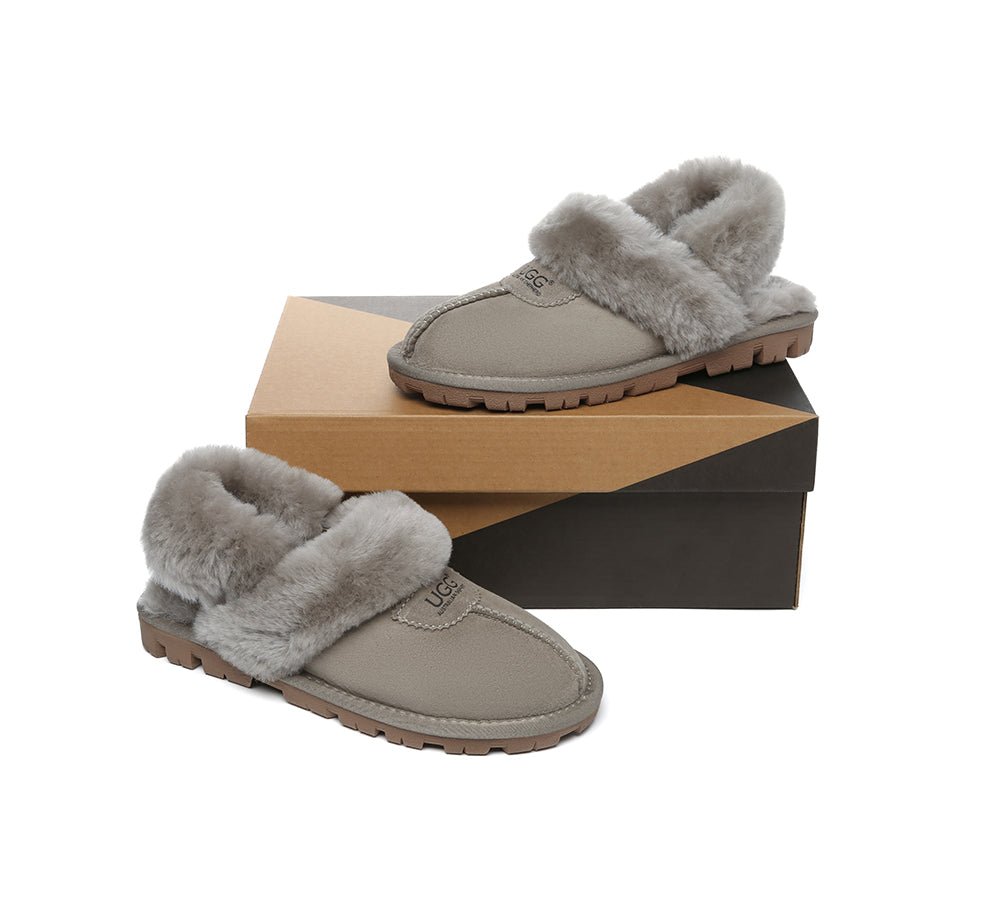 UGG Slippers Women Removable Wool Fluffy Strap Slingback Waffle - UGG Slippers - Caribou - AU Ladies 4 / AU Men 2 / EU 35 - Uggoutlet