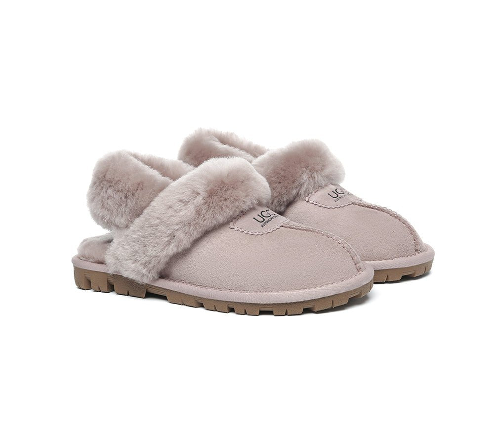 UGG Slippers Women Removable Wool Fluffy Strap Slingback Waffle - UGG Slippers - Dawn Pink - AU Ladies 10 / AU Men 8 / EU 41 - Uggoutlet