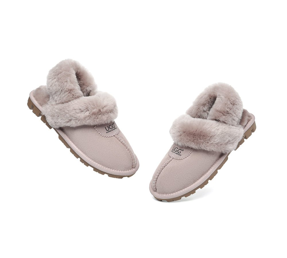 UGG Slippers Women Removable Wool Fluffy Strap Slingback Waffle - UGG Slippers - Dawn Pink - AU Ladies 10 / AU Men 8 / EU 41 - Uggoutlet