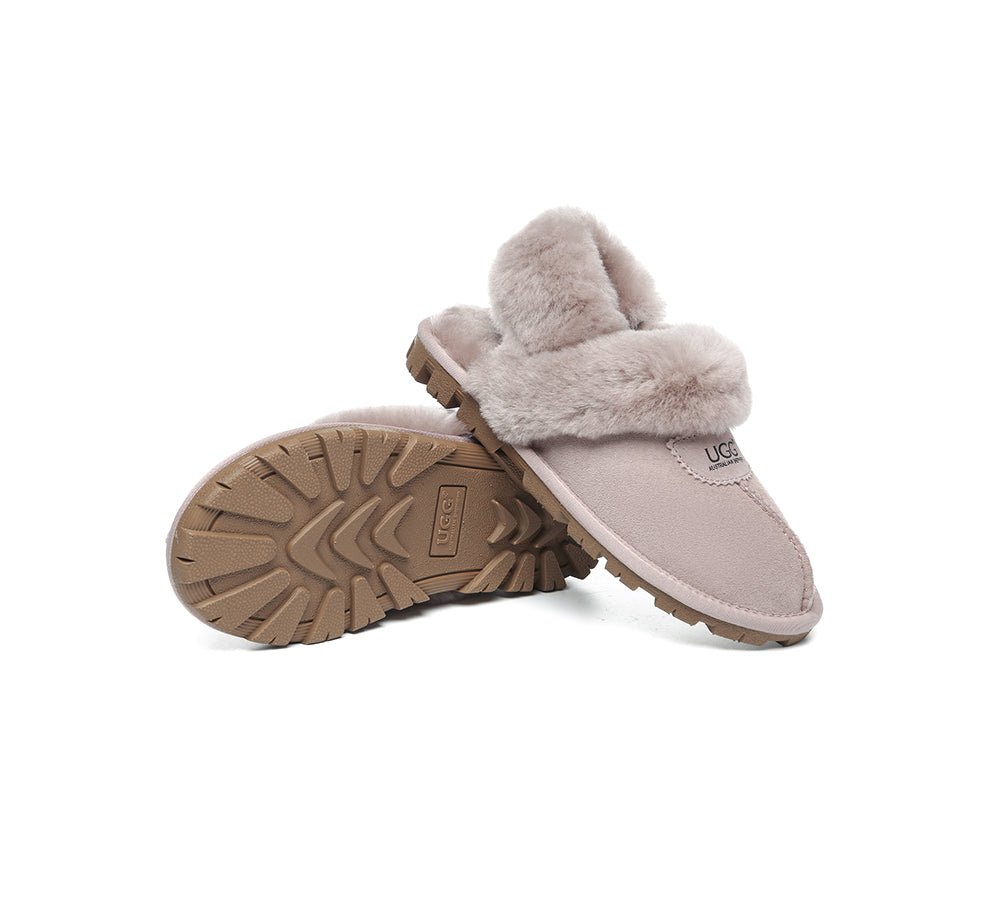 UGG Slippers Women Removable Wool Fluffy Strap Slingback Waffle - UGG Slippers - Dawn Pink - AU Ladies 10 / AU Men 8 / EU 41 - Uggoutlet
