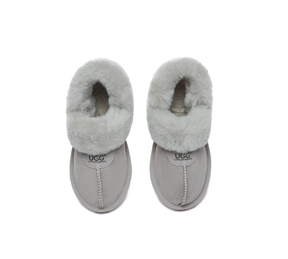 UGG Slippers Women Removable Wool Fluffy Strap Slingback Waffle - UGG Slippers - Goat Grey - AU Ladies 4 / AU Men 2 / EU 35 - Uggoutlet