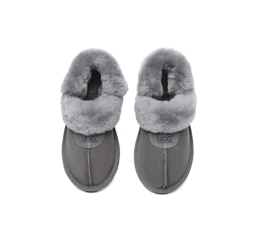 UGG Slippers Women Removable Wool Fluffy Strap Slingback Waffle - UGG Slippers - Grey - AU Ladies 4 / AU Men 2 / EU 35 - Uggoutlet