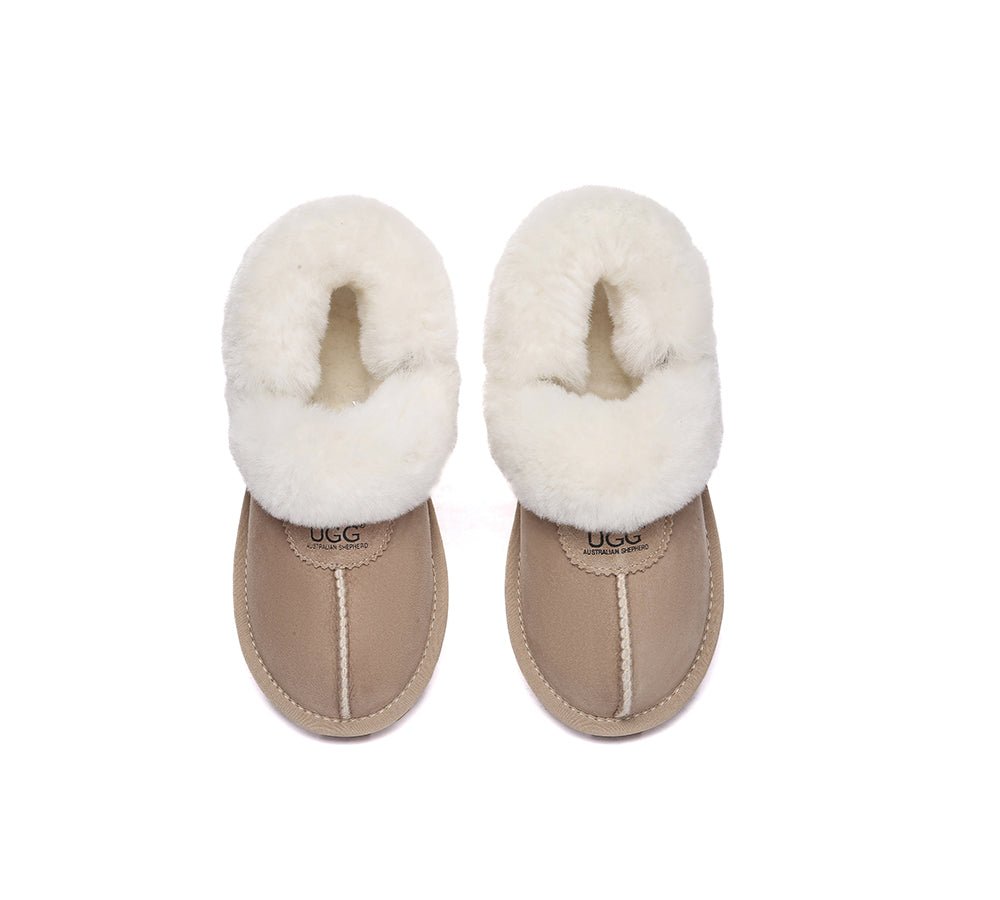 UGG Slippers Women Removable Wool Fluffy Strap Slingback Waffle - UGG Slippers - Sand - AU Ladies 4 / AU Men 2 / EU 35 - Uggoutlet