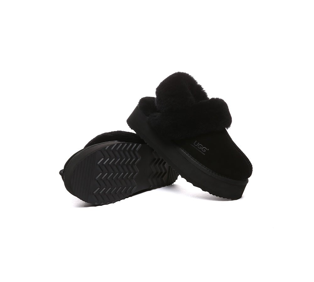 UGG Slippers Women Removable Wool Strap Slingback Platform Musa - UGG Slippers - Black - AU Ladies 4 / AU Men 2 / EU 35 - Uggoutlet