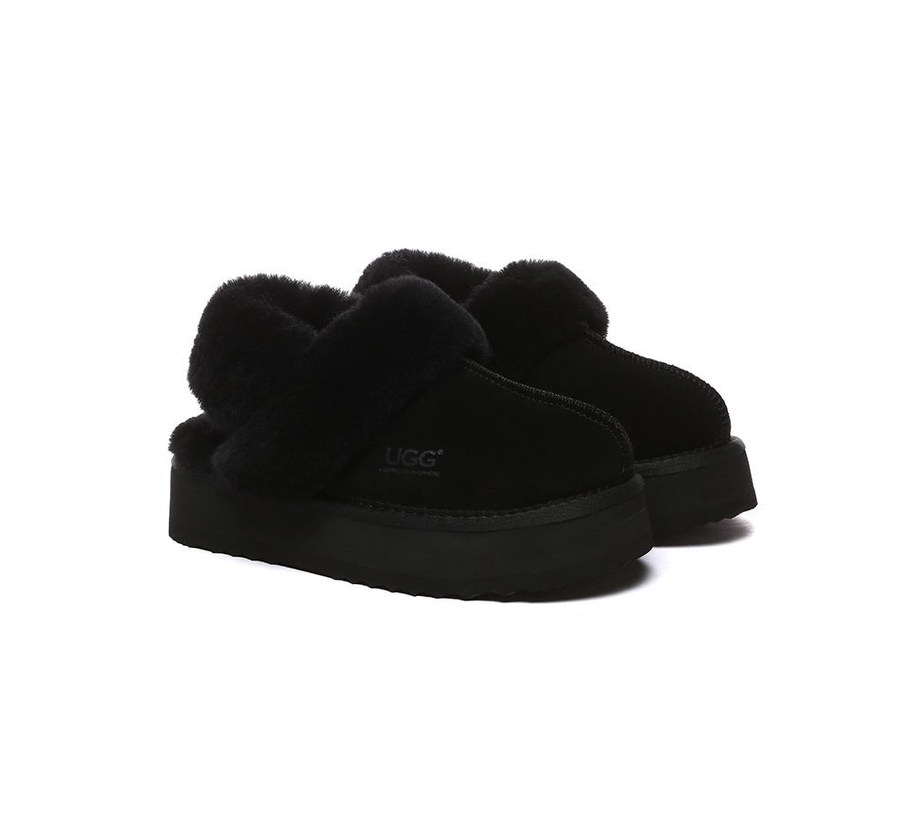 UGG Slippers Women Removable Wool Strap Slingback Platform Musa - UGG Slippers - Black - AU Ladies 4 / AU Men 2 / EU 35 - Uggoutlet