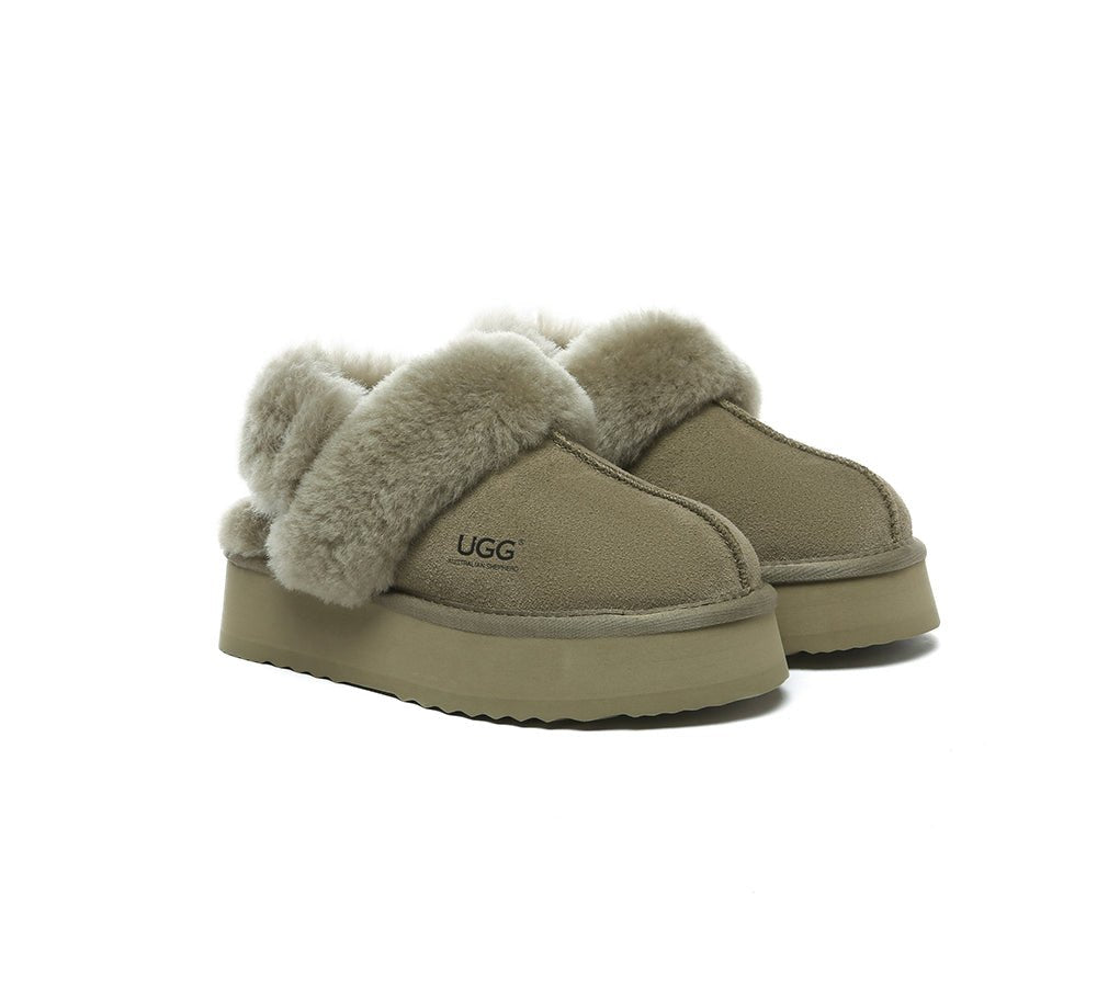 UGG Slippers Women Removable Wool Strap Slingback Platform Musa - UGG Slippers - Caribou - AU Ladies 4 / AU Men 2 / EU 35 - Uggoutlet