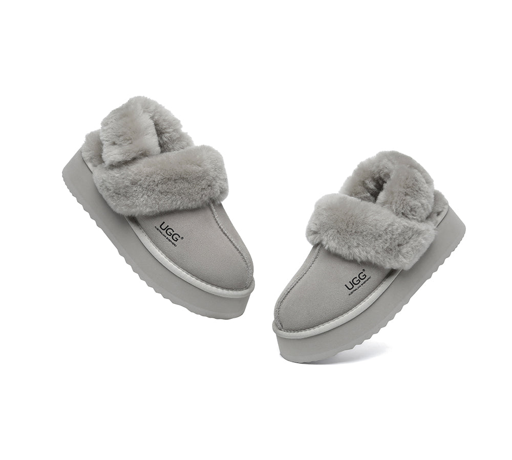 UGG AUSTRALIAN SHEPHERD UGG Slippers Women Removable Wool Strap Slingback Platform Musa - UGG Slippers - Goat Grey - Uggoutlet