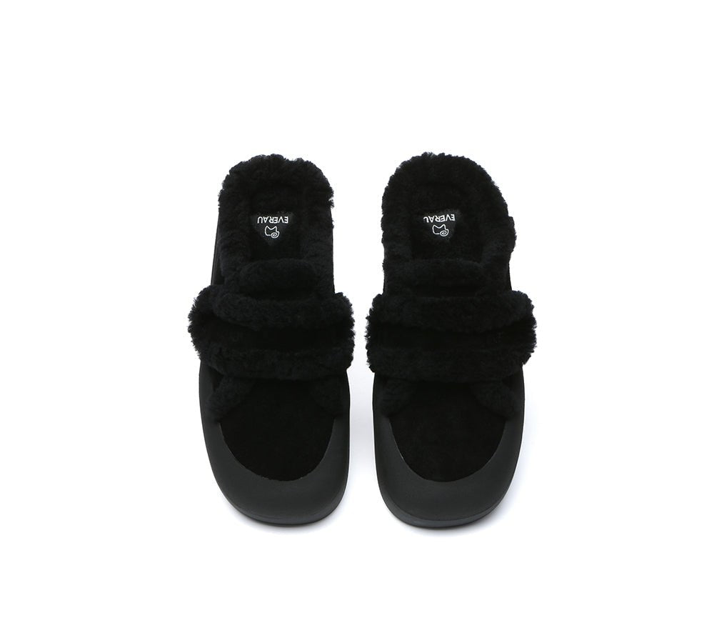 UGG Slippers Women Sheepskin Wool Adjustable Strap Shearling Lined Stacia - UGG Slippers - Black - AU Ladies 4 / AU Men 2 / EU 35 - Uggoutlet
