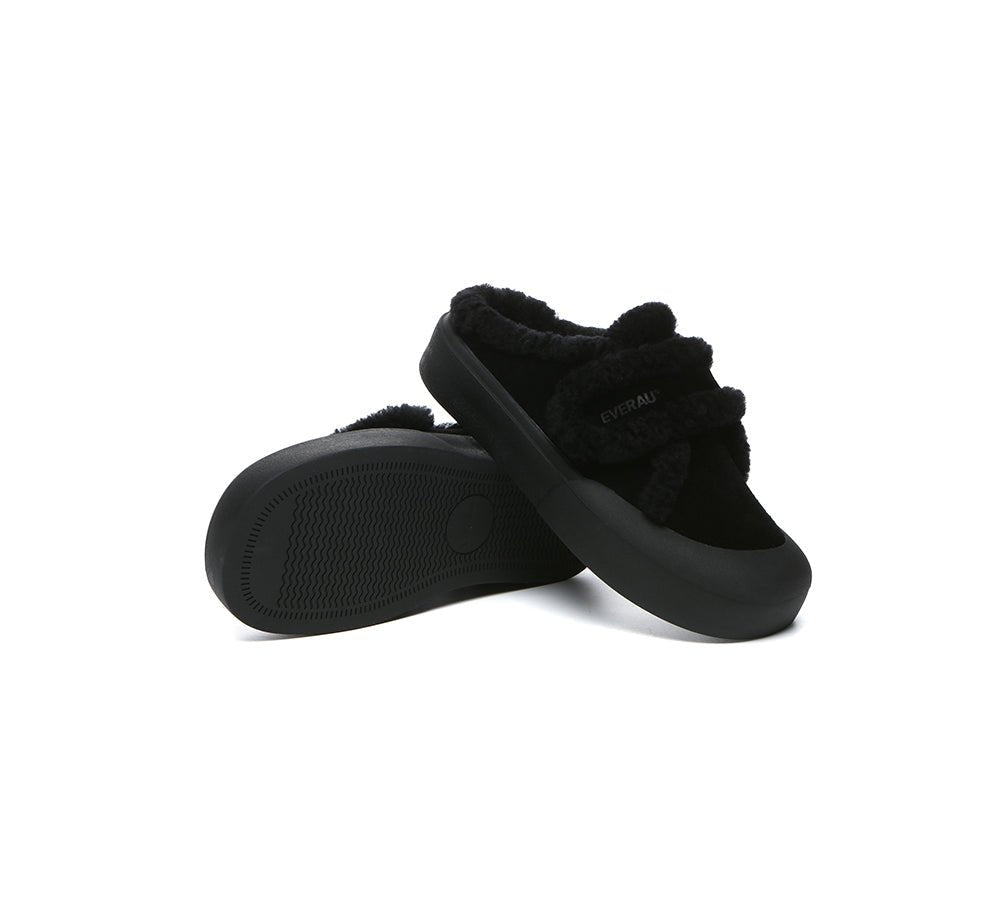 UGG Slippers Women Sheepskin Wool Adjustable Strap Shearling Lined Stacia - UGG Slippers - Black - AU Ladies 4 / AU Men 2 / EU 35 - Uggoutlet