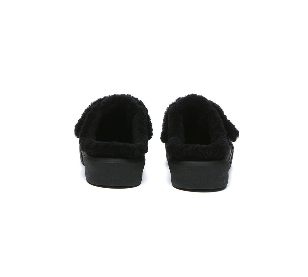 UGG Slippers Women Sheepskin Wool Adjustable Strap Shearling Lined Stacia - UGG Slippers - Black - AU Ladies 4 / AU Men 2 / EU 35 - Uggoutlet