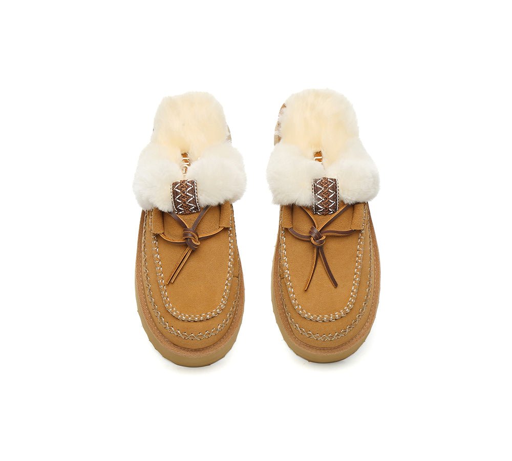 UGG Slippers Women Sheepskin Wool Platform Sammy - UGG Slippers - Chestnut - AU Ladies 4 / AU Men 2 / EU 35 - Uggoutlet